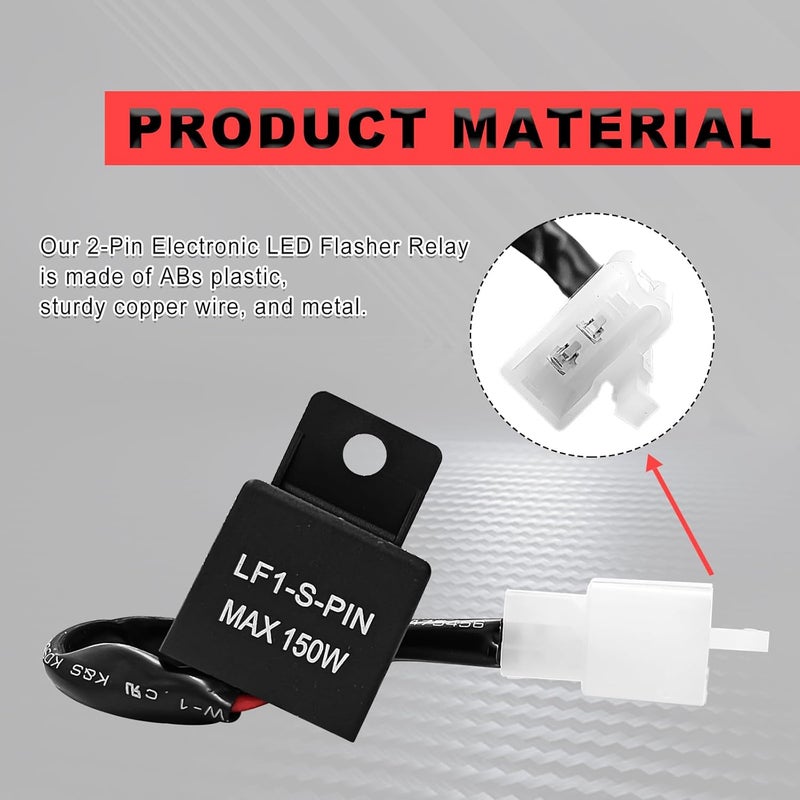 Pleoos ​​ 12V 2-Pin Electronic LED Flasher Relay, Turn Signal Flasher Relay for Motorcycle Fixes Turn Signal Bulbs Hyper Flash (Relay-1Pcs) - Image 4